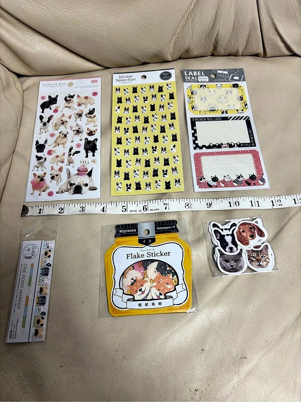 Set of 6 Frenchie Sticker Sheets Sticky Tabs Japan French Bulldog